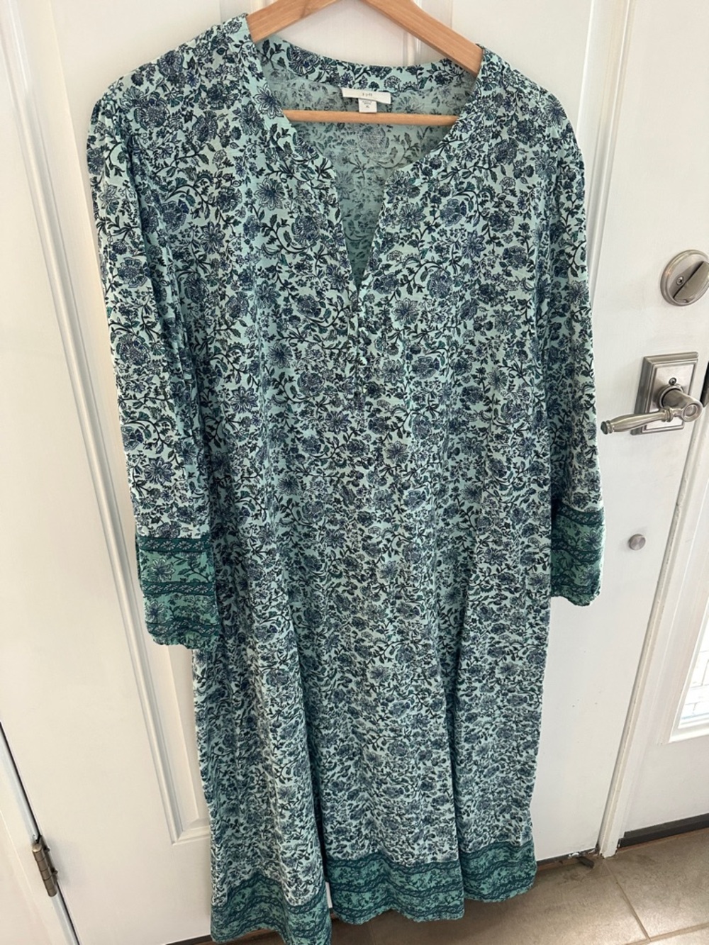 J. Jill Teal and Navy Floral Dress